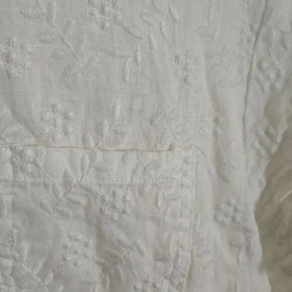 Sigrid Olsen 100% Linen Floral Tone On Tone Embroidered Top Size L - Picture 3 of 4